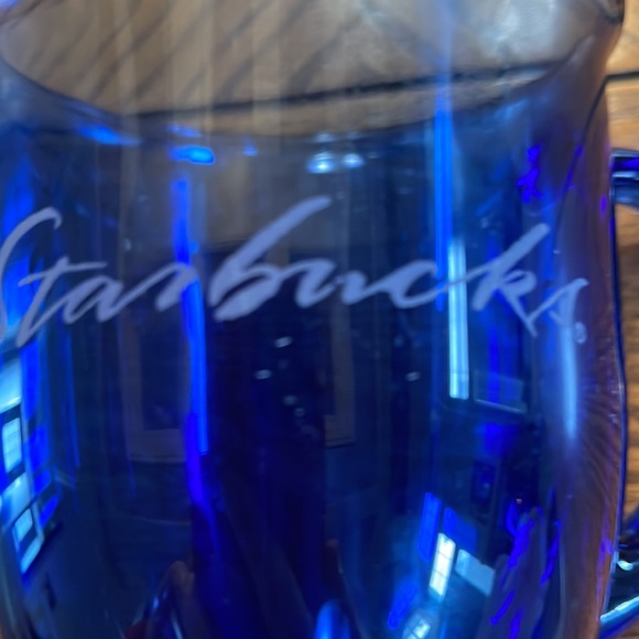 Starbucks/Anchor Hocking cobalt blue glass etched pedestal mug - Picture 2 of 8